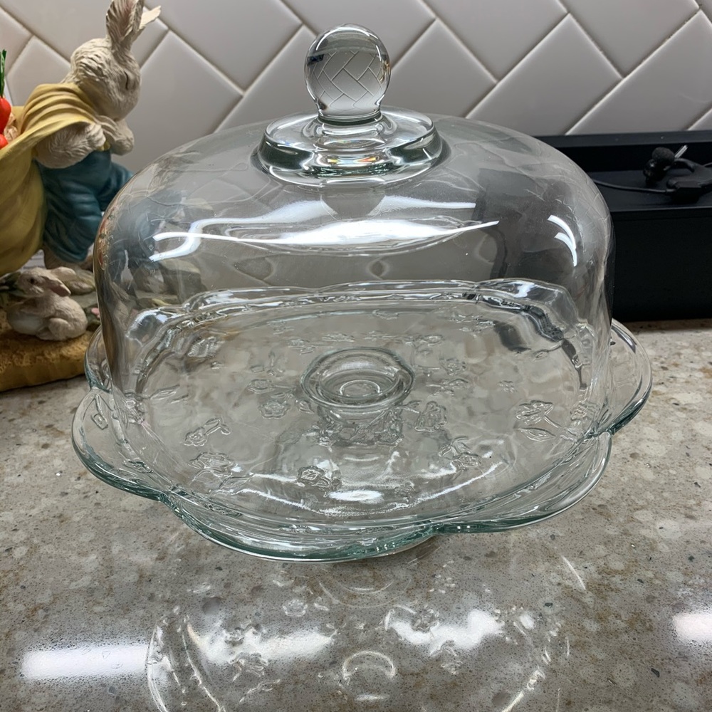 Princess House lead crystal cake plate